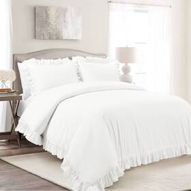 88096148 Lush Decor 3pc King Reyna 100% Cotton Duvet Cover Set White
