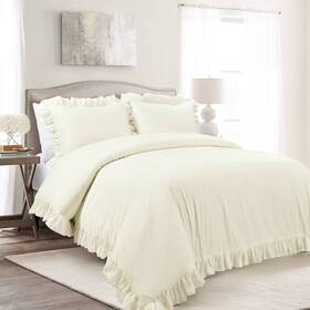 88096154 Lush Decor D Cor 3pc Full/queen Reyna 100% Cotton Duvet Cover Set Ivory