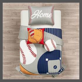 88995724 Lush Decor 4pc Baseball Game Reversible Oversized Kidsft Quilt Set Gray/navy - D Cor