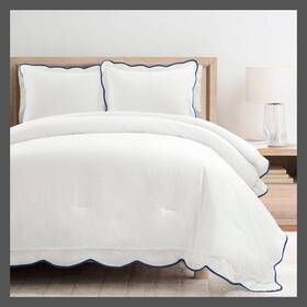 91262543 Lush Decor 3pc Full/queen Coastal Chic Scallop Edge Comforter Set Navy Blue - D Cor