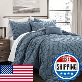 B07w8k6jcr Lush Decor Ravello Pintuck Comforter Set - Luxe 5 Piece Textured Bedding
