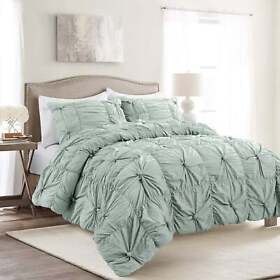 Lush Decor Bella Sabby Chic 3 Piece Comforter Set Blue Full Queen