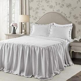 Lush Decor Gray Ticking Stripe Bedspread Vintage Chic Farmhouse Style