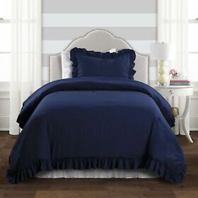 Lush Decor Reyna 3 Piece Comforter Set Navy Twin Xl