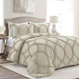 Lush Decor Riviera 3 Piece Comforter Set Queen Neutral