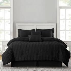 Lux Decor 037873945213 10 Piece Comforter Set King Black