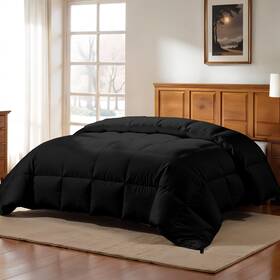Lux Decor Collection 445020581529 Queen Comforter Box Stitched Down Quilted Duvet Insert Corner Tabs Black