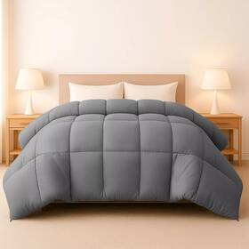 89236127 Lux Decor Collection King Goose Down Alternative Comforter Ultra Soft All Seasons Grey 102 Inch X90
