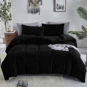 Luxlovery 313112018093 Black Velvet Comforter King Men Plush Fluffy Bedding Dark Color Minima