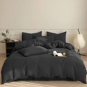 Hu-xi-24 Luxlovery Black Comforter Full Size Men Women Solid Bedding Set Da