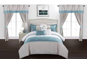 Luxury Bedding Company Co. Inc 843145106813 Chic Home Sonita 20 Piece Comforter Set Color Block Floral Embroidered Bag Beddi
