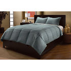 M88-platd-slate-queen Luxlen Microfiber Dobby Plaid Down Alternative Comforter Set In Slate