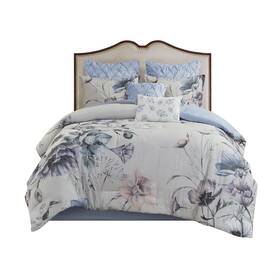 Madison Park 022164126242 Cassandra Cotton Blend Comforter Set - Feminine Design Colorful Floral Print