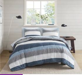 Madison Park 022164226416 Jaxon 7-piece Comforter And Sheet Set Queen Size Grey