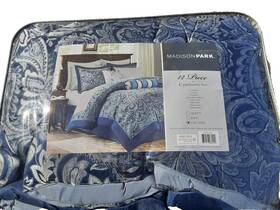 Madison Park 022164238303 12pc Jacquard Comforter Set Cal King With Sheets And Throw Pillows