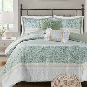 Madison Park 022164266535 Comforter Set Seersucker Floral Queen Size Sets Microfi