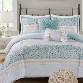 Madison Park 022164310061 Comforter Set Seersucker Floral Queen Size Sets Microfi