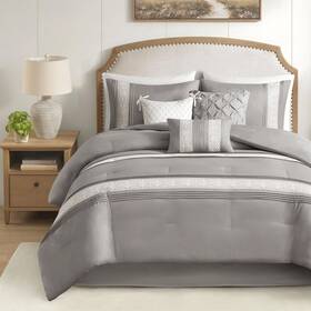 Madison Park 022164344950 Cal King Comforter Set Farmhouse Lace And Pintuck Design