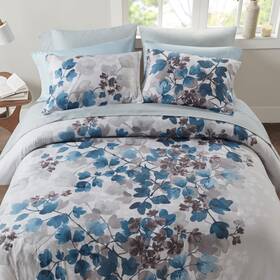 Madison Park 022164410952 Essentials Queen Comforter Set With Sheets Floral Bed In A Bag Soft Microfib