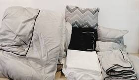 Madison Park 086569140548 22 Pc King Comforter Set-luxe Diamond Faux Silk Skirt Curtains Read