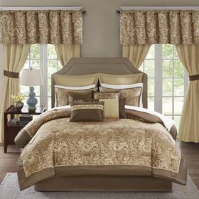 Madison Park 086569157645 Essentials Brystol 24-pcs All Season Bedding-set Cal King Brown