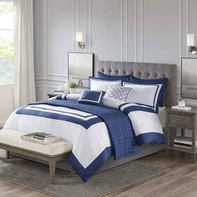 Madison Park 086569161680 Heritage Comforter Quilt Combo Set - Modern Luxury Design All Season Down Al