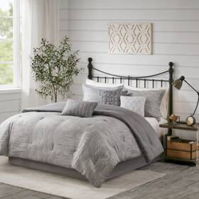 Madison Park 086569209122 Walter 7 Piece Printed Seersucker Comforter Set