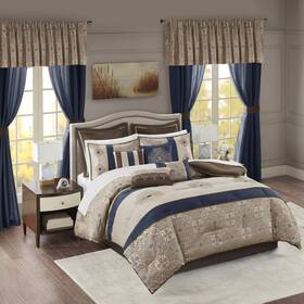 Madison Park 086569255419 Essentials Delaney 24-piece Room In A Bag Comforter Set-satin Ja