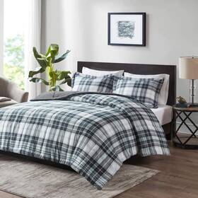 Madison Park 086569272508 Essentials Parkston Plaid Comforter Matching Sham 3m Scotchguard Stain Rele