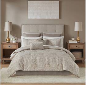 Madison Park 086569405135 Emilia 12 Piece Jacquard Comforter Set With Bed Sheets Shams Pillow