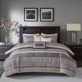 Madison Park 086569456045 Luxury Comforter Set-traditional Jacquard Design All Season Down A