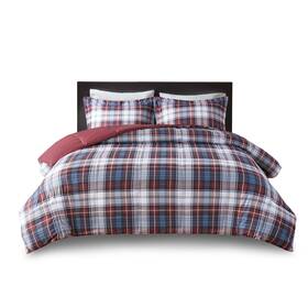 Madison Park 086569551535 Essentials Parkston Plaid Comforter Matching Sham 3m Scotchguard Stain Rele