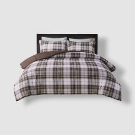 Madison Park 086569551566 Brown Plaid Parkston Reversible 3-piece Comforter Set Full/queen