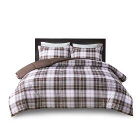Madison Park 086569551573 Essentials Parkston Plaid Comforter Matching Sham 3m Scotchguard Stain Rele