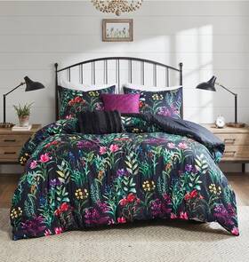 Madison Park 086569765888 Comforter Set Softspun Vibrant Color Floral Print Boho Bedset