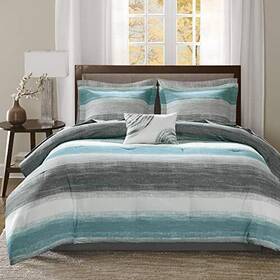Madison Park 086569963765 Essentials Queen Comforter Set Bed In A Bag Watercolor Print Coastal