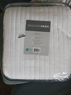17231018 Madison Park White Solid Brushed Fabric Quilt Set Full/queen 3pc