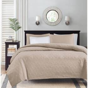 17231258 Madison Park 2pc Twin/twin Extra Long Vancouver Reversible Coverlet Set Khaki