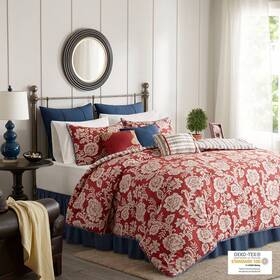 52558184 Madison Park Red Rose Cotton Twill Comforter Set California King 9pc