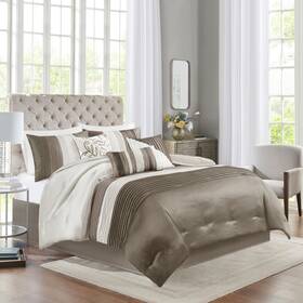 Madison Park 675716320119 Amherst 7 Piece Comforter Set Natural Nwt