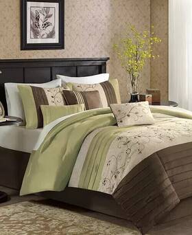 Madison Park 675716492076 Serene 7-pc. Comforter Set King Green Nwt
