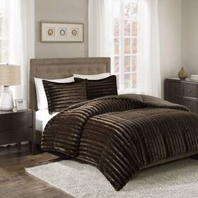 Madison Park 675716783990 Duke Faux Fur Plush Bedding 3 Piece Comforter Set Super Soft And Cozy Warm K