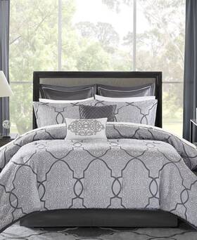 Madison Park 675716872564 Lavine 8-pc. Comforter Set California King Silver