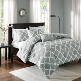 Madison Park 675716878191 Essentials Kasey Cozy Comforter Set - Fretwork Design All Season Bedding Wit