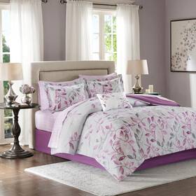Madison Park 675716903541 Essentials Cozy Bed In A Bag Comforter 7 Piece Set Purple Twin Size
