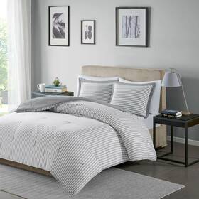 Madison Park 675716981891 New Hayden Reversible Yarn Dyed Down Alt Comforter Set Full/queen