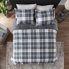 78312424 Madison Park Full/queen 3m Scotchgard Down Alternative Comforter Set Black/white