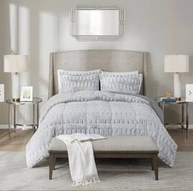 81508819 Madison Park Margot Long Faux Fur Comforter Set Grey King/ Cal King