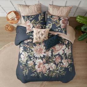 82674525 Madison Park 8pc Queen Ramona Cotton Comforter Set - Navy