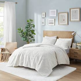 84275438 Madison Park 3pc Full/queen Alivia Faux Fur Ultra Plush Duvet Cover Set - Ivory